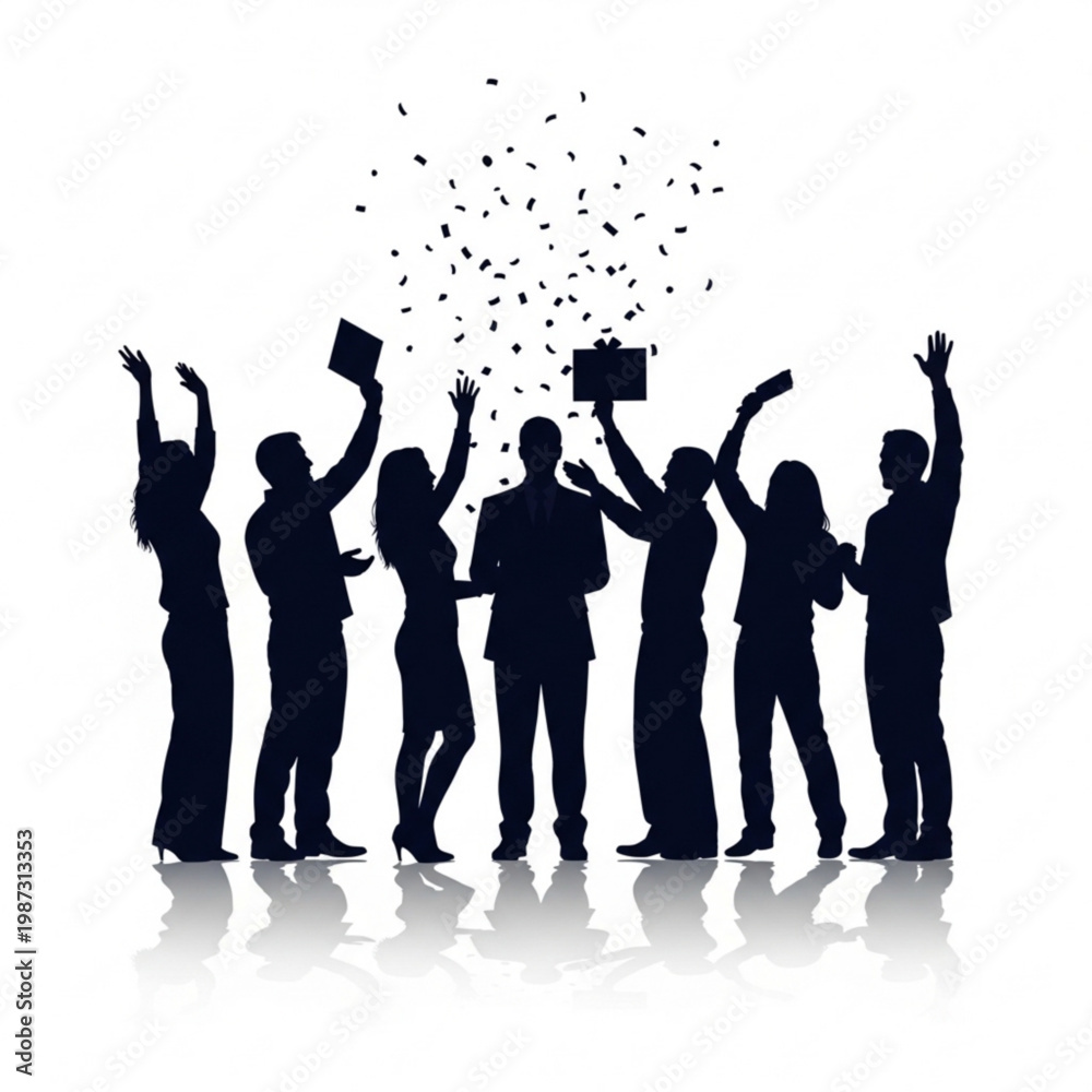 Fototapeta premium A group of people celebrating with confetti in a vector graphic illustration