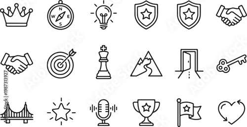 Collection of diverse icons representing various concepts and themes in design