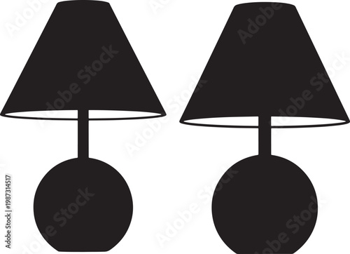 Two silhouette table lamps with table lamp black and white home decor living room desk lamp lighting fixture lighting silhouette illustration furniture nightstand minimalist decoration