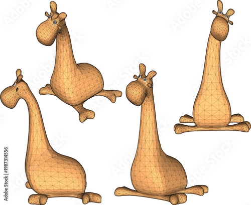 Vector sketch illustration of cute giraffe doll toy design with fluffy fur for little kids