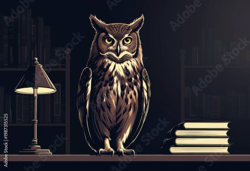 Academic owl character symbolizing intelligence and wisdom