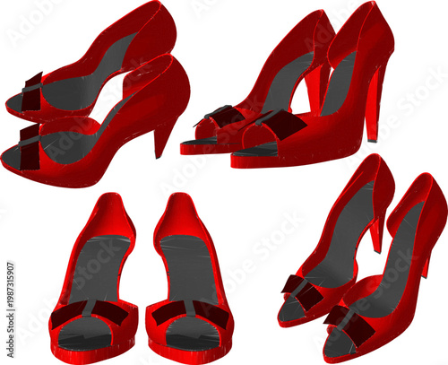 Vector sketch illustration of high heel women's shoes design for party fashion