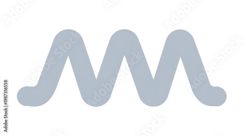 A gray stylized wave pattern with rounded ends against a white background