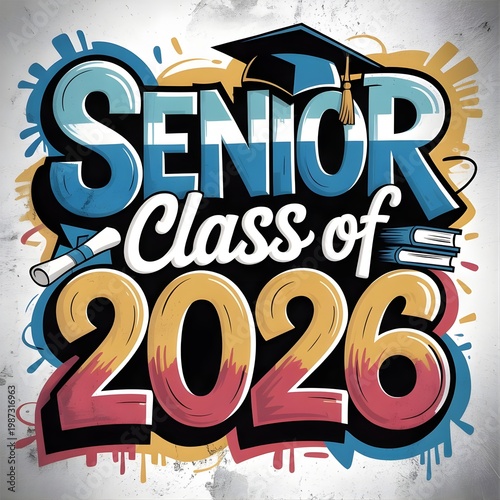 Colorful graphic design celebrating the graduating senior class of 2026