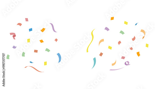 シンプル販促・装飾素材シリーズ – 軽やかな紙吹雪の装飾素材セット（左右・カラーフラット）