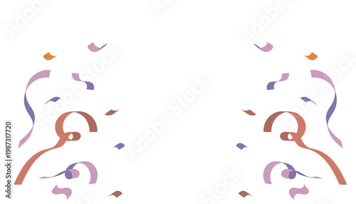 シンプル販促・装飾素材シリーズ – 紙吹雪とリボンの装飾素材セット（左右・くすみカラー・カラーフラット）