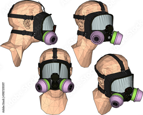 Vector sketch illustration of Safety Respirator Half Face Dust Mask design to prevent infectious diseases 