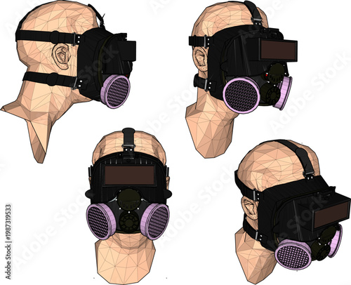 Vector sketch illustration of Safety Respirator Half Face Dust Mask design to prevent infectious diseases