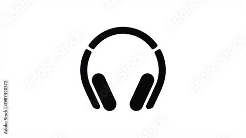 A simple black icon of a pair of headphones on a white background