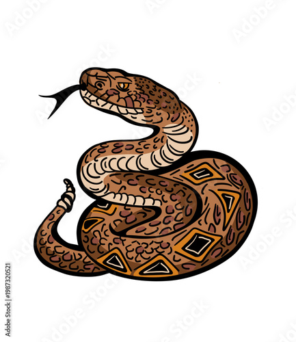 Vector hand-drawn illustration of a snake