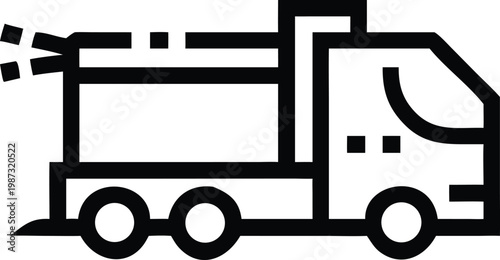 Municipal sanitation vehicle sprays water while performing essential cleaning and maintenance services