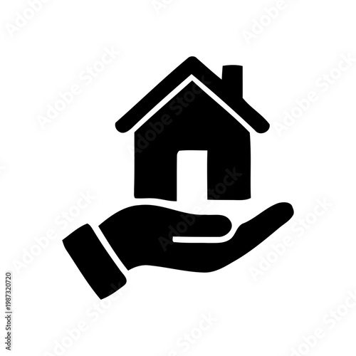 Hand holding a house symbol.