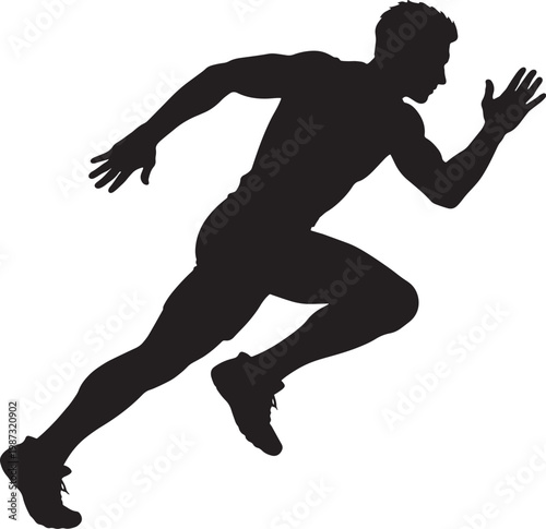 Silhouette of a man running quickly