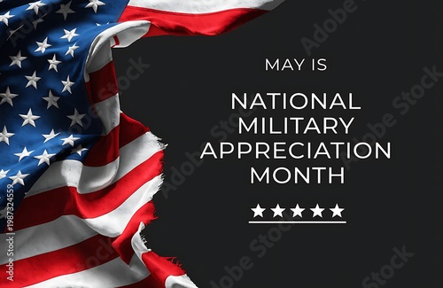 National Military Appreciation Month American Flag Tribute Poster Honoring Veterans and Service Members

