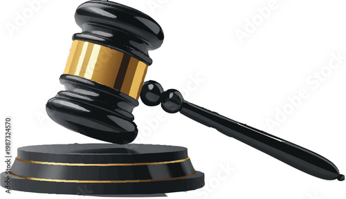 wooden gavel on white background