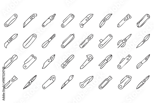 Workshop tool icons, hand tools pliers cutter knife symbols