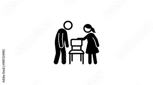 Supporting Elder Person with Chair Icon