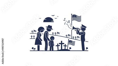 Memorial Day Ceremony Family Pays Respects at Cemetery