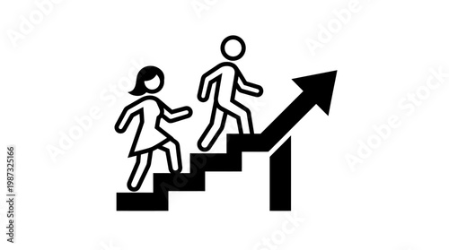 People Climbing Stairs Towards Growth And Achievement