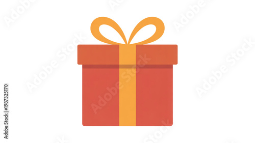 A red gift box with a yellow ribbon on a white background