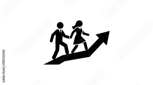 Business Team Ascending on an Upward Arrow