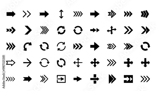Mega set of arrow icons with different directions and styles minimal flat vector collection isolated on white