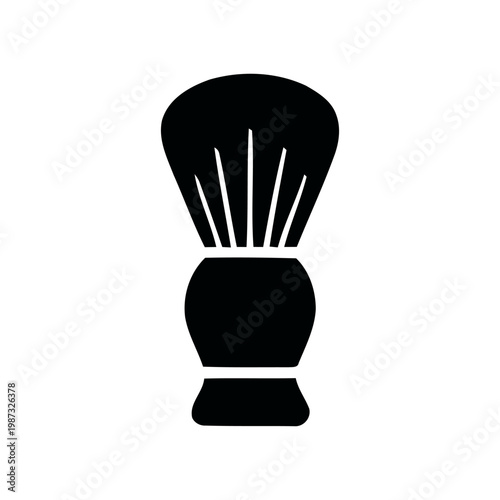 Shaving Brush Icon Black Silhouette.
