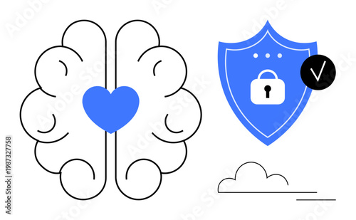 Mental health and data security. Connection between emotional well-being and protected information. Mental health and its importance in cybersecurity practices. For healthcare, tech, apps, safety