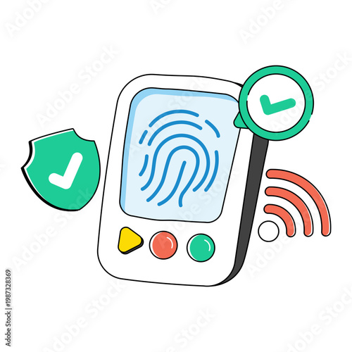 A colored design icon of biometric device 