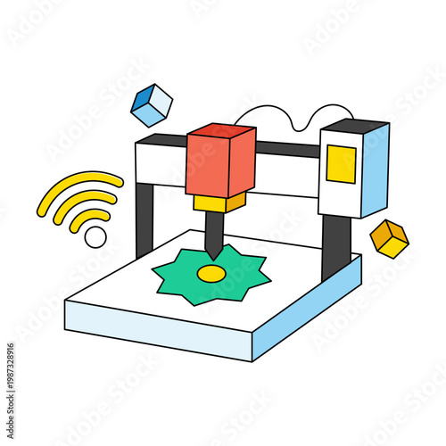 Modern design icon of 3d printer