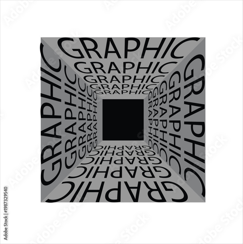 Abstract Graphic Typography Tunnel Perspective Design Black and White