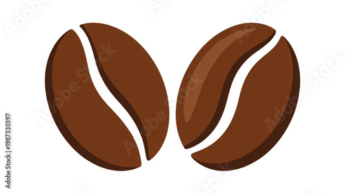 An illustration of two brown coffee beans on a white background