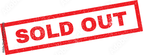 Red sold out stamp on white background for business signage