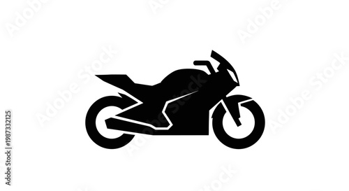 Black Silhouette of a Sport Motorcycle Icon.