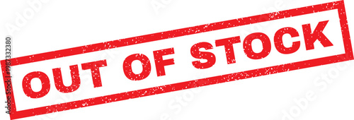 Red out of stock stamp on white background for inventory management