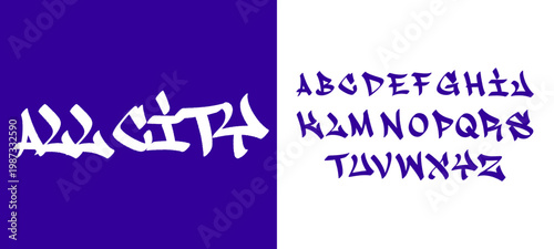 Urban All City Graffiti Alphabet Set with Creative Hand Style Lettering for Urban Streetwear Branding and Modern Typography Graphic Element Vector