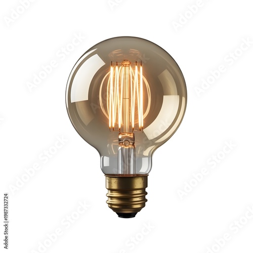 Antique Edison Filament Light Bulb Isolated on Transparent Background for Retro Decoration Design