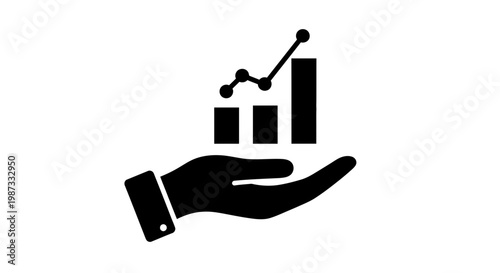 Growth in hand a black silhouette depicting business success and financial progress concept