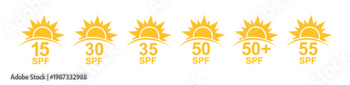 SPF 50 icon. Sun protection for skin. UVA UVB sunscreen protection. SPF icon for or skin cosmetics packaging. Vector