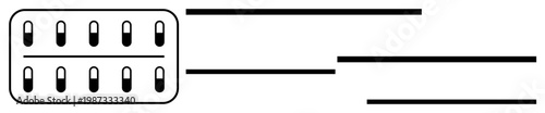 Medicine, healthcare symbols, dosing schedules, medical instructions, treatment organization, pharmaceuticals. Abstract pill illustration with horizontal lines. Medicine and healthcare symbols