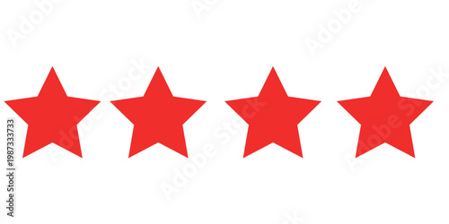ikon tinjauan produk pelanggan five star. umpan balik peringkat red 5 star untuk situs web, aplikasi, desain ui.