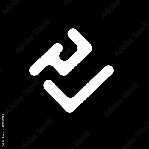 Abstract Minimal Check Mark Logo Design with Geometric Shapes on Black Background