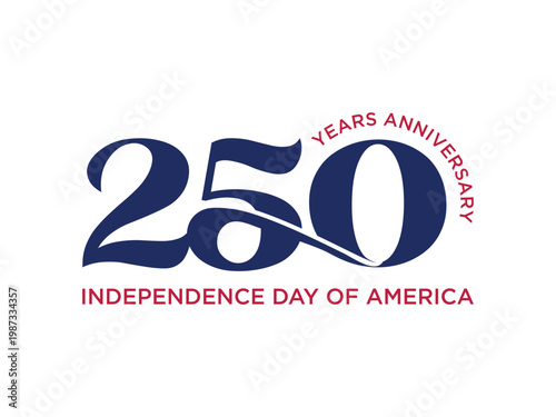 United States of America 250 Years Anniversary design, vector illustration, isolated on transparent background