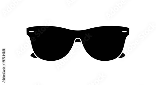 Black Silhouette of Classic Sunglasses on White Background.