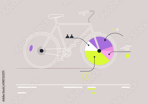 Obraz na płótnie Colorful infographics illustrate the impact of cycling in urban settings, showcasing trends and statistics for biking enthusiasts in various city landscapes