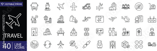 Fotografía Travel aviation icons set