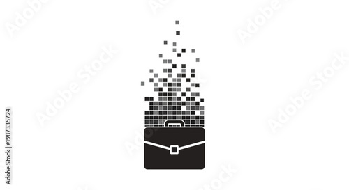 Digital Business Transformation Concept with Pixelated Briefcase Icon