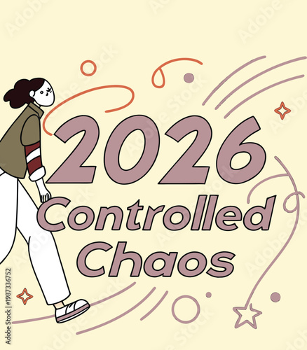 futuristic 2026 typography vector art