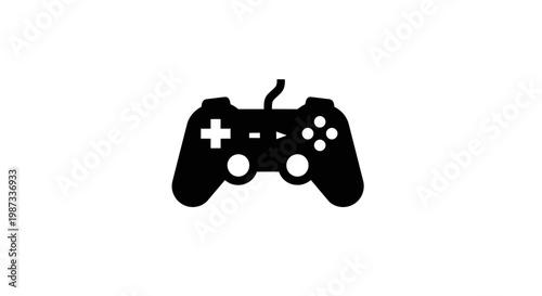Black video game controller icon on white background.