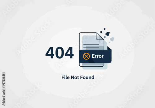 404 Error Page Not Found Vector Illustration with Broken Document Icon - Website Technical Support and Connection Problem Graphic